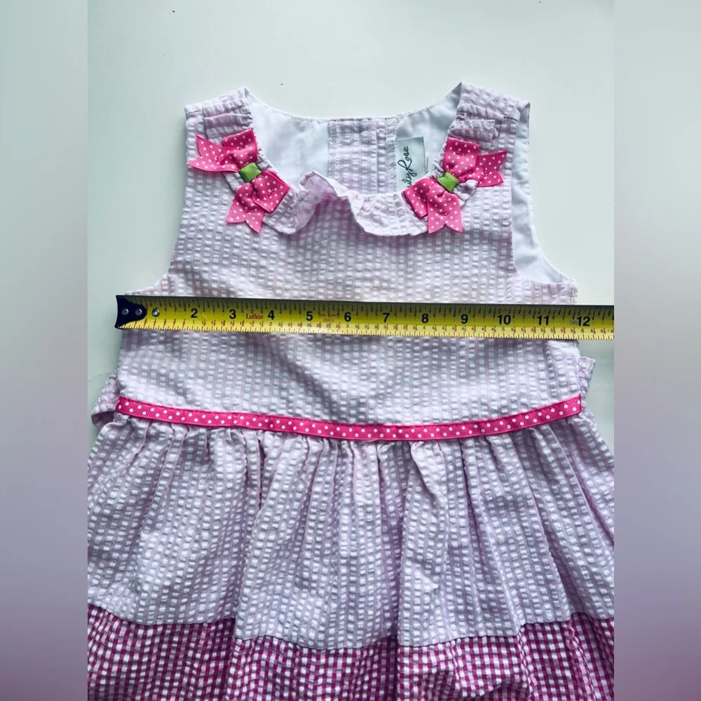 Vintage Emily Rose girls pink green seersucker gingham cupcake birthday dress 6